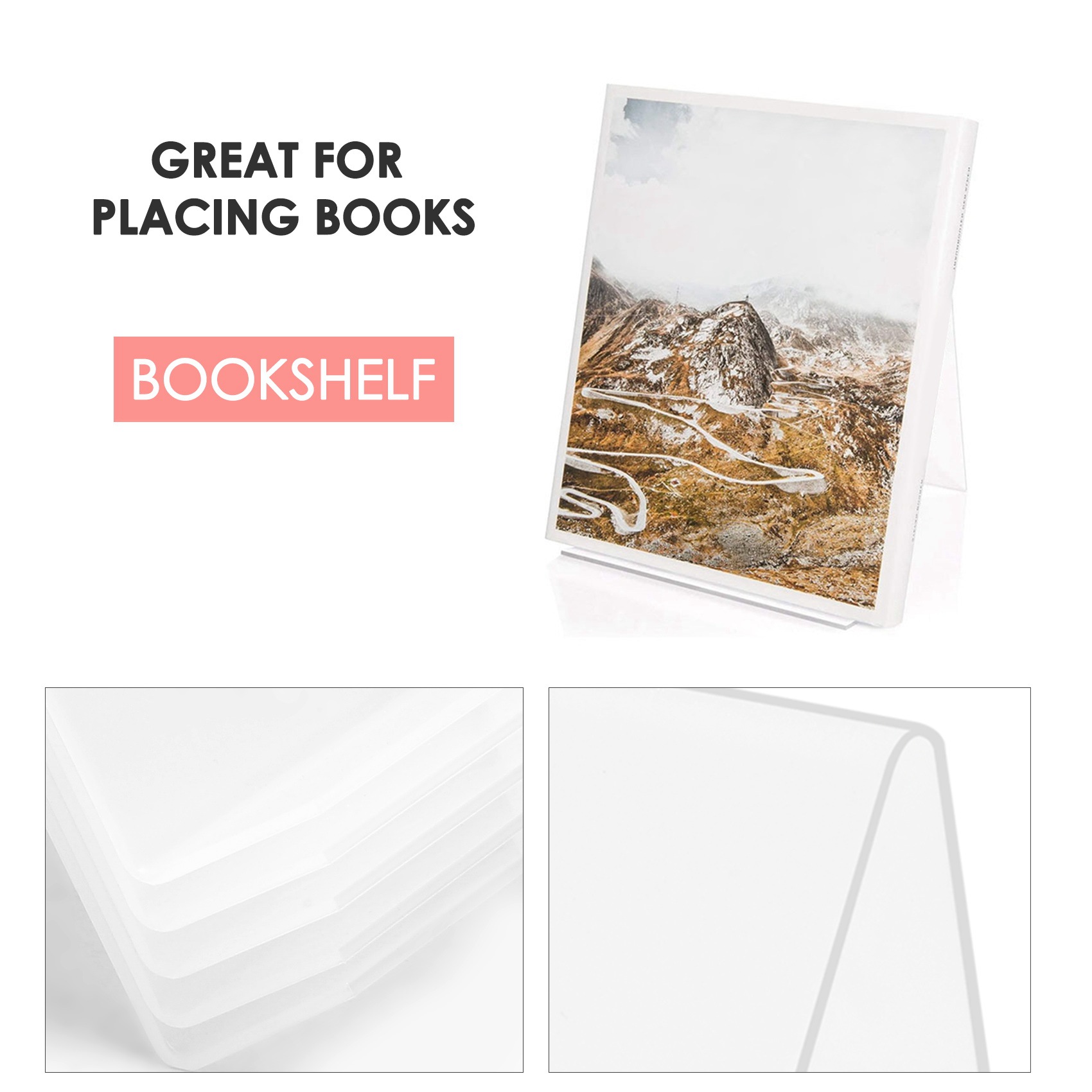 Clear Acrylic Book Stand Holder - COFA 아크릴 책꽂이(레지 포함), 투명 아크릴
