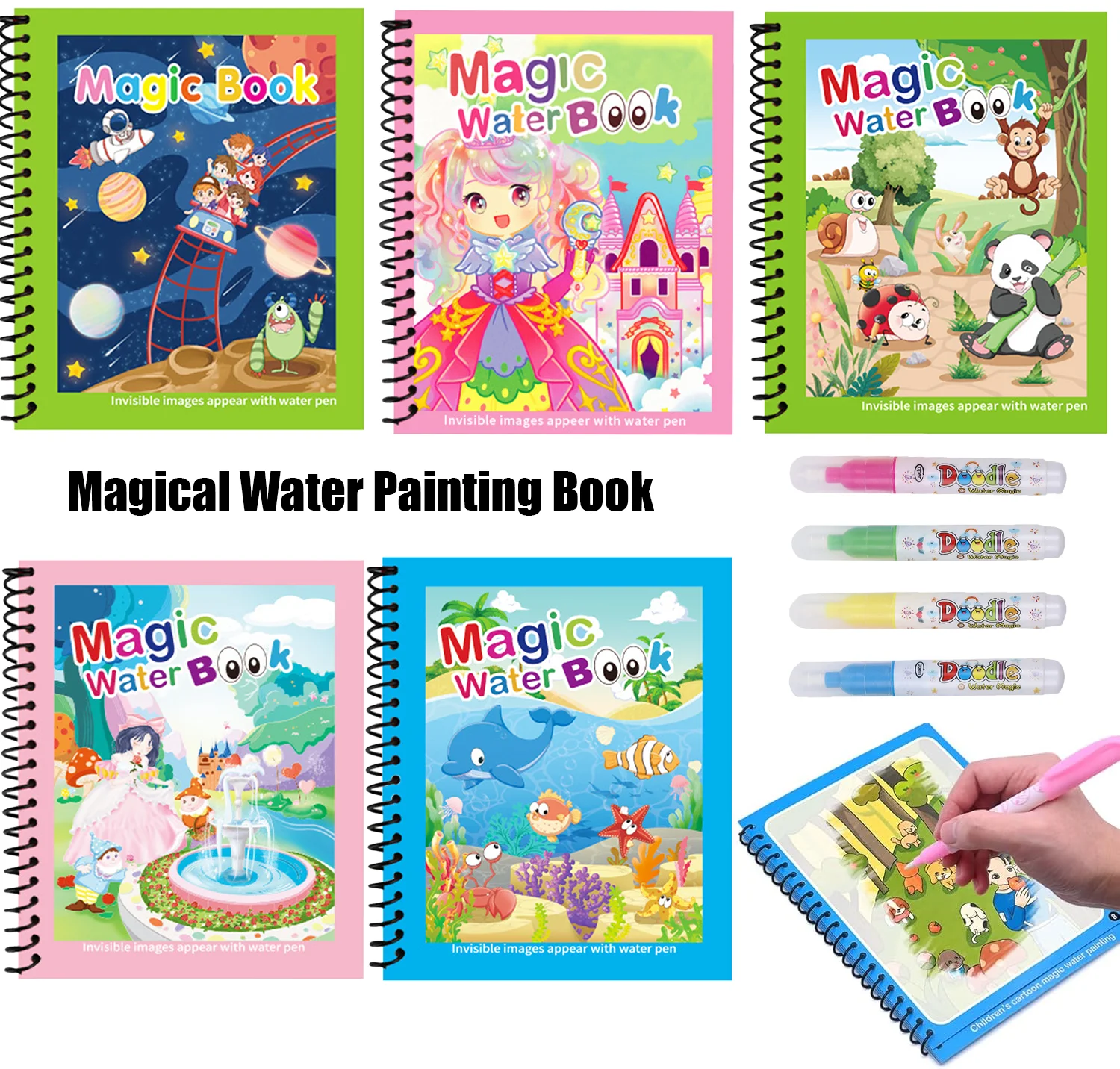 Reusable Water Magic Coloring Book - 다시 사용할 수 있는 그림 그리기