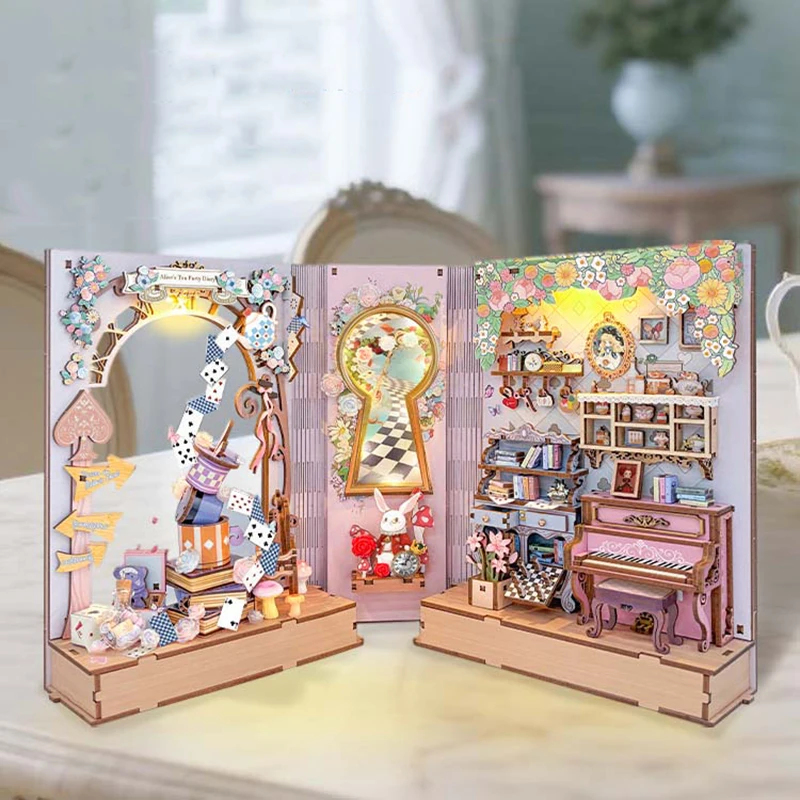 Diy Wooden Book Nook Kit Shelf Insert - 미니어처 모델 키트, DIY 나무 공주