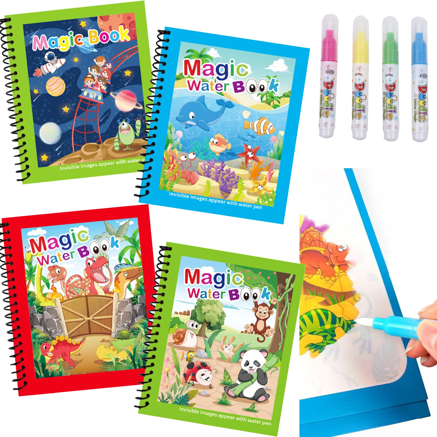 마법 물 그림책 재사용 가능한 물채색책 리필펜 포함 유 - Reusable Water Magic Coloring Book 리뷰 및 가격