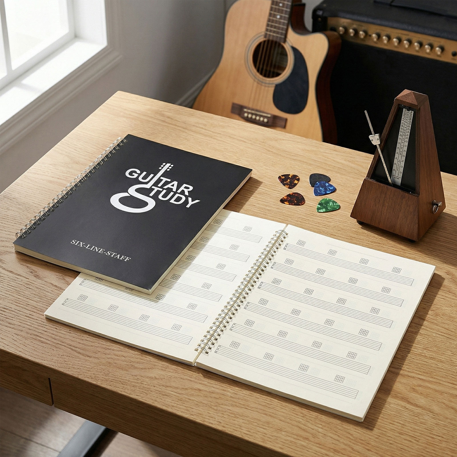 기타 악보 노트 2개 세트: 6줄 악보 용지, 노래 작 - Blank Sheet Music Notebook 리뷰 및 가격
