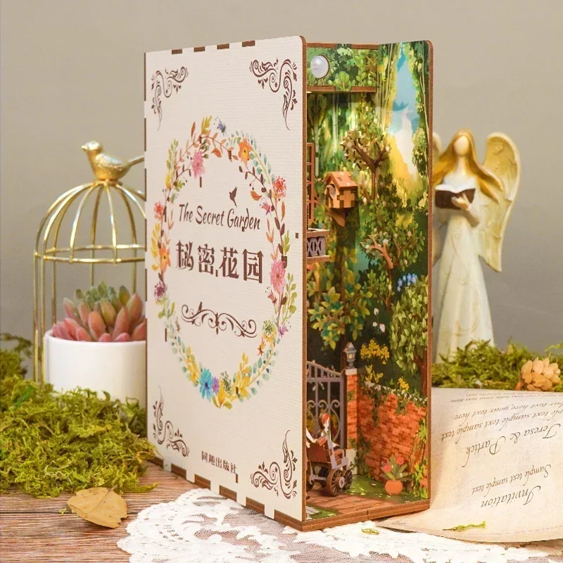 DIY 나무 책장 삽입 키트, 미니어처 비밀 정원 책꽂 - Diy Wooden Book Nook Kit Shelf Insert 리뷰 및 가격
